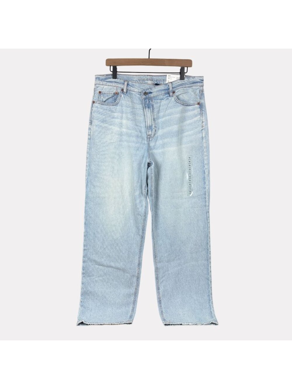American Eagle Strigid Highest Rise Baggy Straight Jeans Womens 16 Short Blue